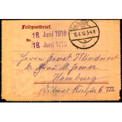 Feldpostbrev - 18 - 6 - 18 - Til Hamburg