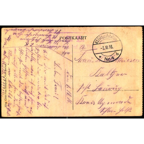 Feldpostkort - 3 - 10 - 1916 - Forside : Handzame