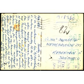 Efterporto - Postkort fra Italien (Ufrankeret)  13 - 7 - 65 til Kbenhavn  - Efterporto 82 re.