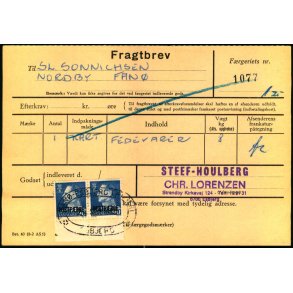 Fragtbrev - 2x 90 re Fr IX Prov. - Fra Esbjerg til Fan 25. Sept. 1970