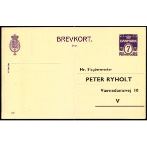Slagtermester Peter Ryholt - Vrnedamsvej 10 - V - Brevkort 127 - Ubrugt