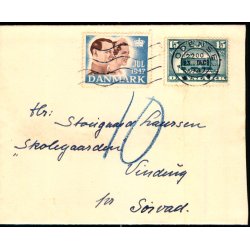 Efterporto - Julebrev 23 - Dec. 1947 til Vinding - Efterporto 10 re.