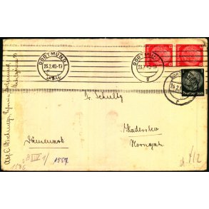 Censurbrev fra Tyskland  23 - 2 - 40 - Til Haderslev