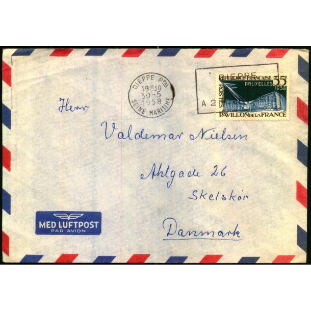 Luftpost Brev fra Frankrig til Danmark - 30 - 5 - 58