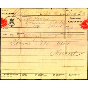 Telegram - Den Dansk Statstelegraf ? - Fra Veile til Kbenhavn