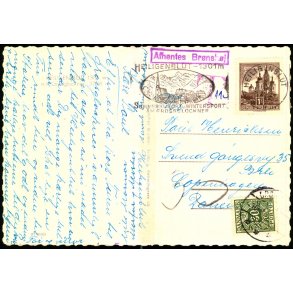 Efterporto - Postkort fra strig  til Danmark  1959