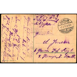  Feldpost - Berlin - 7 -7 -17 - Til 4. Komp. - 1. Batl. - Billedside : Heimats- Gruss.
