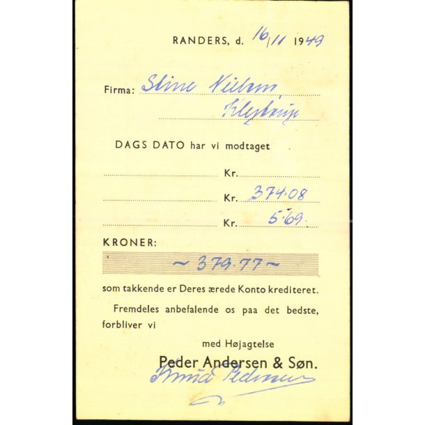 Peder Andersen &amp; Sn - Randers - u/n - Brugt