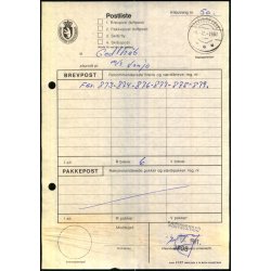 Postliste - afsendt med m/s Vanja til Godthb - Fringehavn 1981 - Grnlands Postvsen