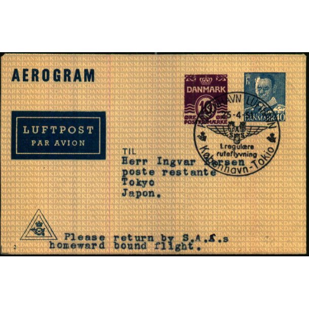 Luftpost Brev fra Danmark til Japan - 25 - 4 - 51
