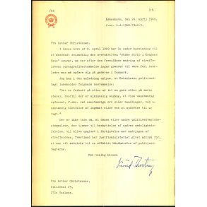 Autograf - Brev fra Justitsminister Knud Thestrup