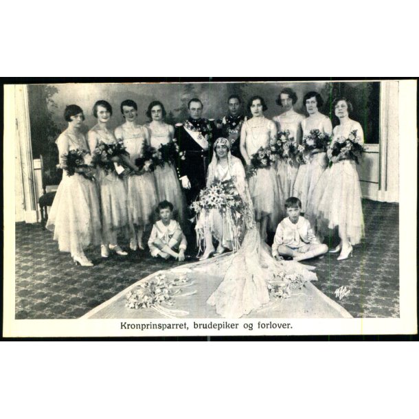 Kronprinceparret - Brudepiker og forlover - Oppi u/n - Ubrugt 