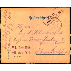 Feldpostbrief - 29 - 7 - 18 - Til Vitmar