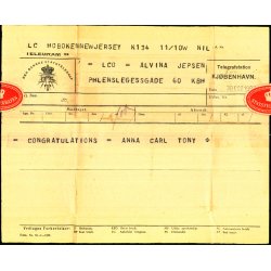 Telegram - Den Dansk Statstelegraf 1925 - Fra New Jersey til Kbenhavn