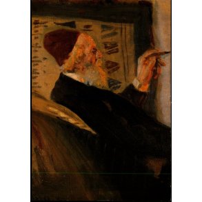 M. Anker - Holger Drachmann ved Kaminen 1907 - Drachmanns Hus 2.031 - Ubrugt