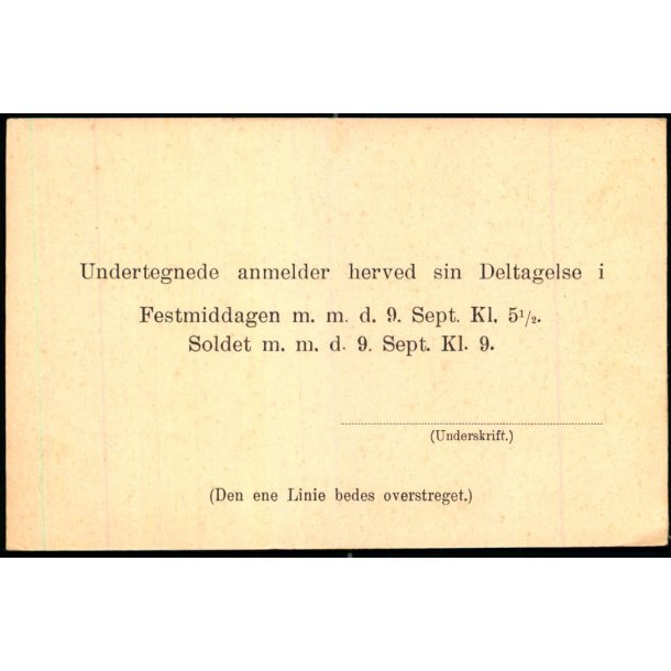 Cand.Jur. R.Krause - Koldinggade 3 - 4 sal - Deltagelse i Festmiddag &amp; Soldet - Kbh. - u/n - Ubrugt