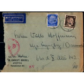 Luftpost - Censurbrev fra Tyskland  16 - 2 - 42 - Til Danmark