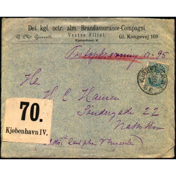 Postopkrvning til Nakskov fra Kbenhavn - Frimrke defekt !