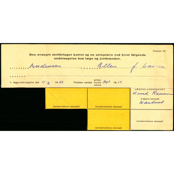 Svanger unders�gelse hos L�ge og Jordemoder - 1954