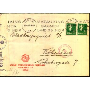 Censurbrev fra Norge  10 - 4 - 43 - Til Danmark