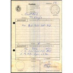 Postliste - afsendt med m/s Vanja til Godthb - Fringehavn 1981 - Grnlands Postvsen