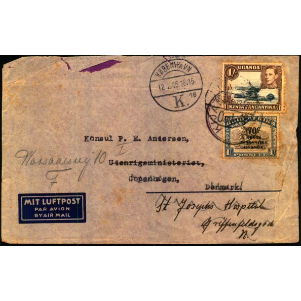 Luftpost Brev fra Kenya til Danmark - 12 - 7 - 46