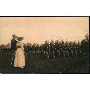 Chr.X og Alexandrine ved Manvre 1915 - Fotokort u/n - Ubrugt