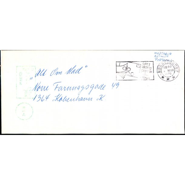  Efterporto - Ufrankeret Brev til Kbenhavn K.  - 2. Maj 1978