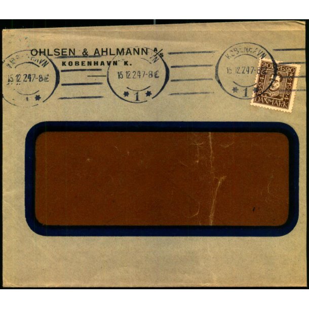 Perfin - Ohlsen &amp; Ahlmann p Brev - Stemplet 15 - 12 - 24 - Brugt