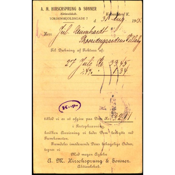 A.M. Hirschsprung &amp; Snner - Kbh.K. - u/n - Brugt