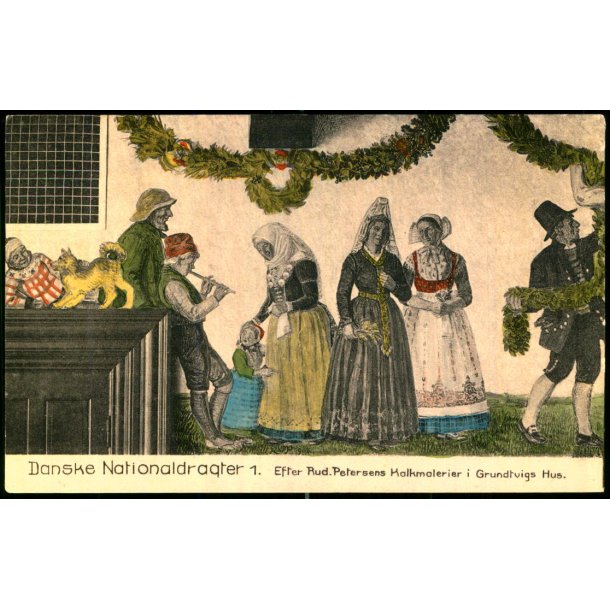 Danske Nationaldragter - 1 - R. Petersens Kalkmalerier i Grundtvigs Hus - V. Tryde - Ubrugt