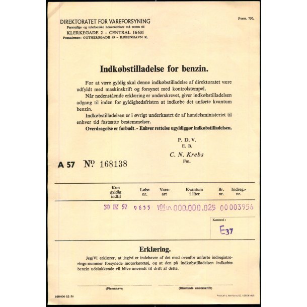 Direktoratet for Varerforsyning - Indkbstelladelse for Benzin