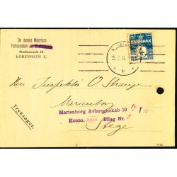 Perfin - De danske Mejeriers Fllesindkb p Kort - Stemplet 18 - 7 - 14 - Brugt