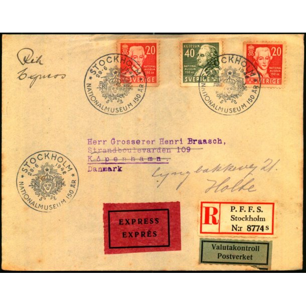 Rekomanderet - Expresss - Censurbrev fra Sverige  29 - 6 - 42 - Til Holte