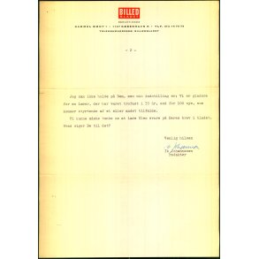 Autograf - Brev fra Ib Johannesen 