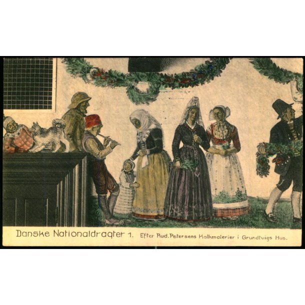 Danske Nationaldragter - 1 - R. Petersens Kalkmalerier i Grundtvigs Hus - V. Tryde - Brugt