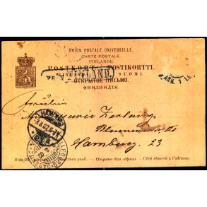 Fran Finland i Ramme - Postkort 3 - 3 - 02 - Til Hamburg - Frimrke mangler !