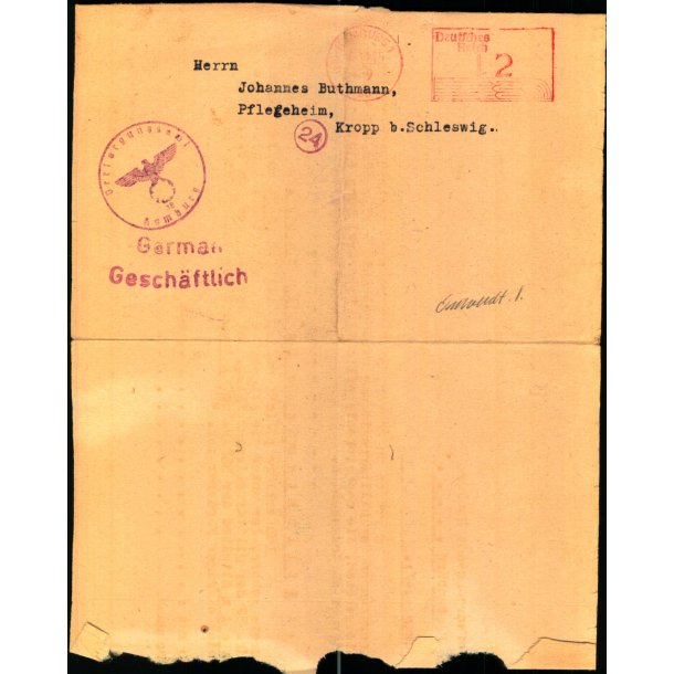 Censurbrev fra Tyskland til Altona  ? 39 -