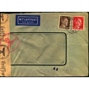 Luftpost - Censurbrev fra Tyskland  11 - 6 - 43 - Til ?