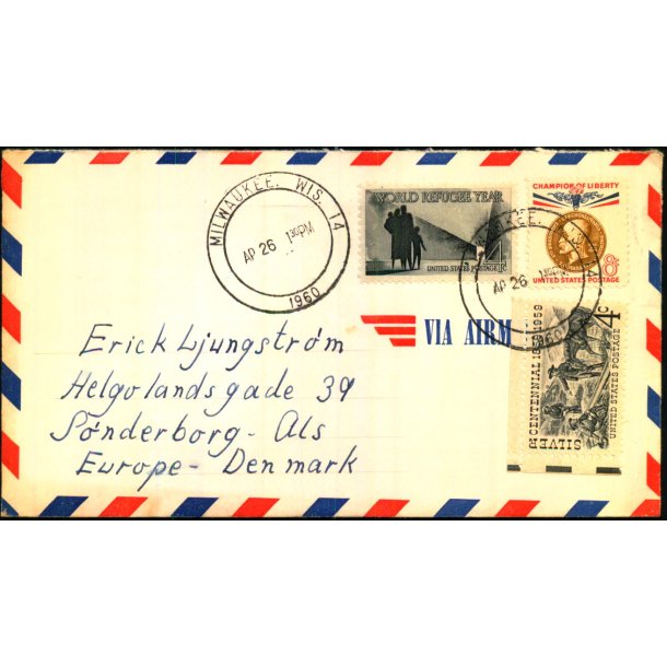 Luftpost Brev fra U.S.A. til Danmark - 26 - 4 - 1960