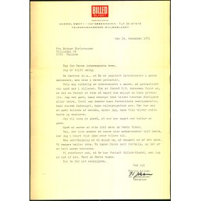 Autograf - Brev fra Ib Johannesen - 1971