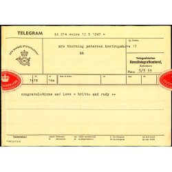 Telegram - Den Dansk Statstelegraf 1959 - Fra Cairo til Kbenhavn