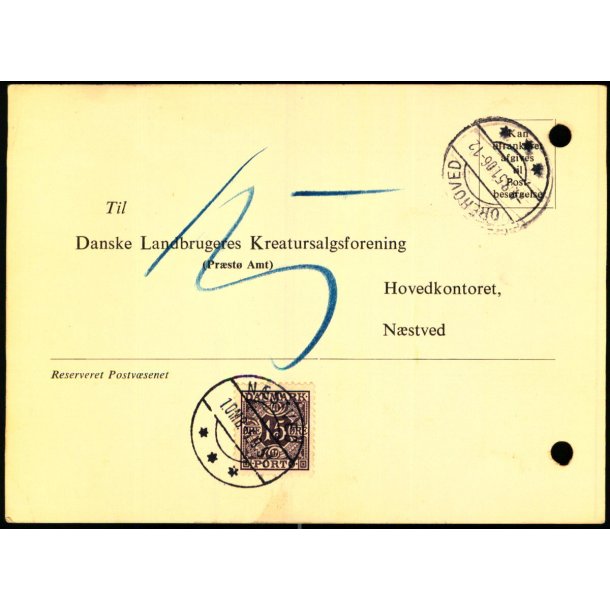 Efterporto - Tryksagskort til Nstved 4 - 9- 51