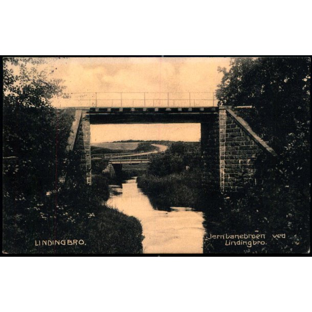 Lindingbro - Jernbanebroen ved Lindingbro - N.O.M. Nielsens Bogh. 15979 - Brugt