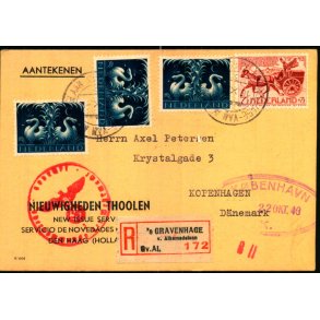 Rekomaderet - Censurpostkort fra Holland  22- 10 - 43 - Til Danmark