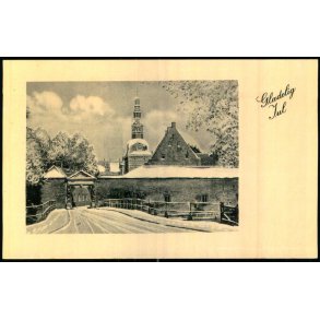 Frederiksborg Slot i Sne - Gldelig Jul - Slotskirken - Rudolf Olsen 12831 - Ubrugt