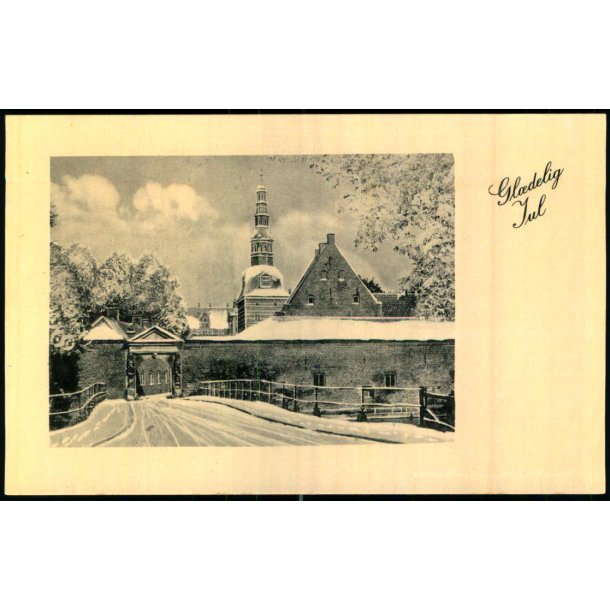 Frederiksborg Slot i Sne - Gldelig Jul - Slotskirken - Rudolf Olsen 12831 - Ubrugt