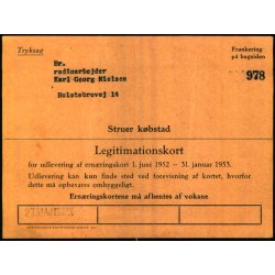 Struer Kbsted - Legitimationskort 1952/52 - Ernringskort