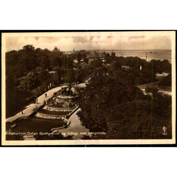 Kbenhavn - Gefion Springvandet og Udsigt over Langelinie - Chr. Olsen 493 - Brugt