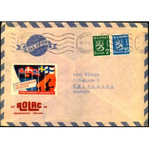 Luftpost Brev fra Finland til Danmark - 16 - 3 - 54